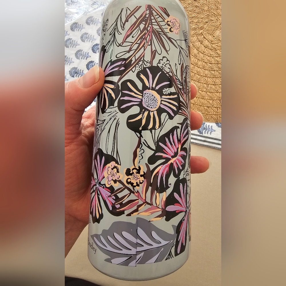 GUC Vera Bradley Stainless Steel Water Bottle Sun Washed Tropical Gray Flowers - Picture 5 of 13